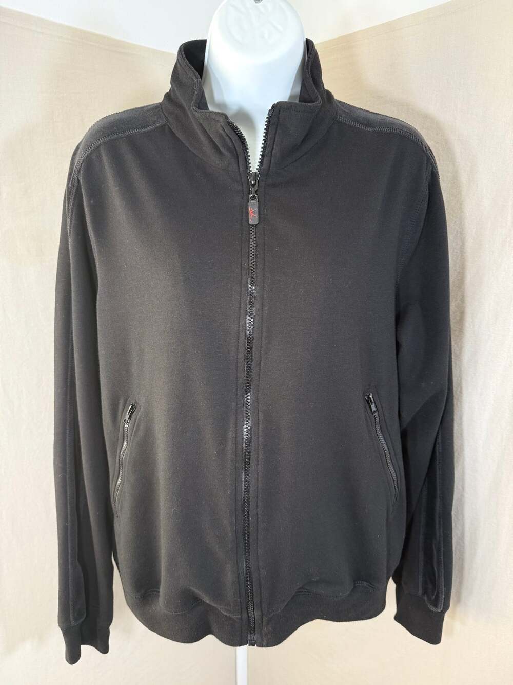 Danskin Now Black Full Zip Track Jacket Velour Trim Women XL